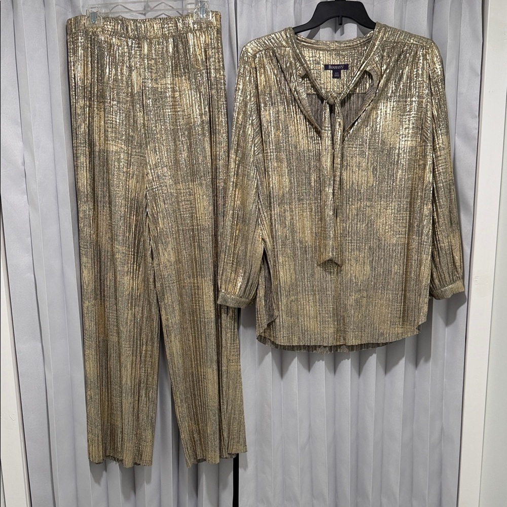Roaman's Shimmering Gold Pants and Top Set